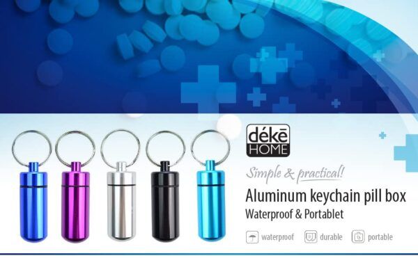 Deke Home Aluminum Keychain Pills Container - 10