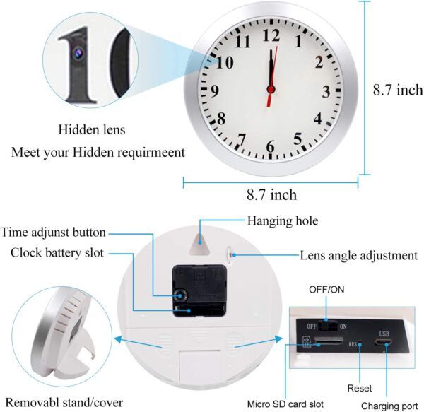 Newwings Wifi Wall Clock Spy Camera - 03