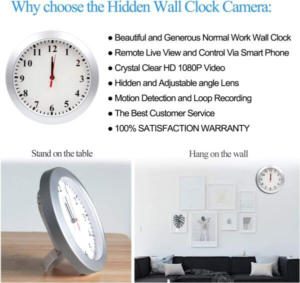 Newwings Wifi Wall Clock Spy Camera - 04