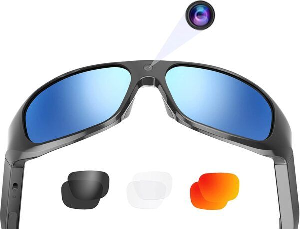 OhO 4K Sunglasses Camera - Mirror Blue color