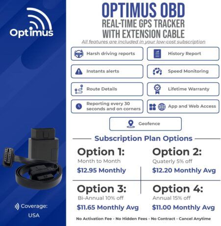 Optimus Car GPS Tracker (OBD Plug-In) - SpyCamCentral