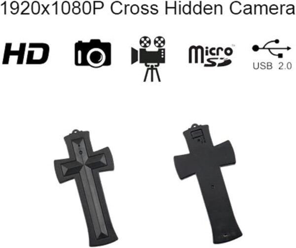 Safety Tech Cross Necklace Hidden Spy Camera - 02