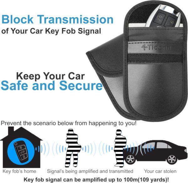 Ticonn Faraday Bag for Car Key Fob - 02