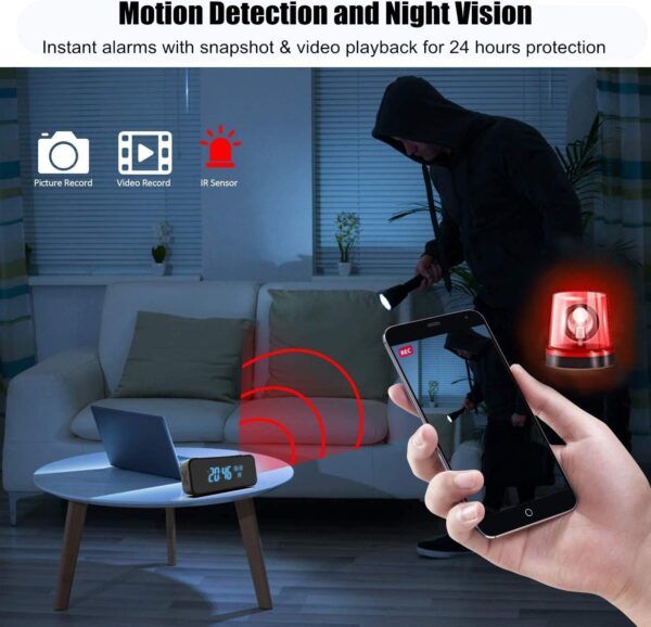 Pragovle Alarm Clock WiFi Spy Camera 05