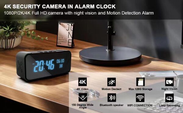 Pragovle Alarm Clock WiFi Spy Camera 08