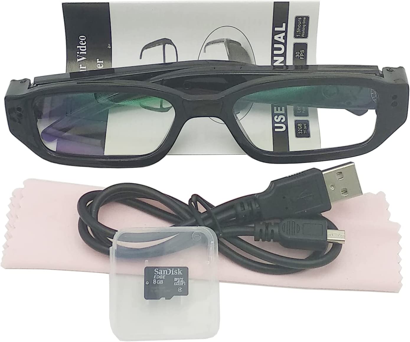  Hereta Spy Camera Glasses with Video Support Up to 32GB TF  Card 1080P Video Camera Glasses Portable Video Recorder : Electronics